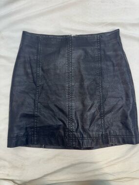 Free People Black Leather Mini Skirt 2